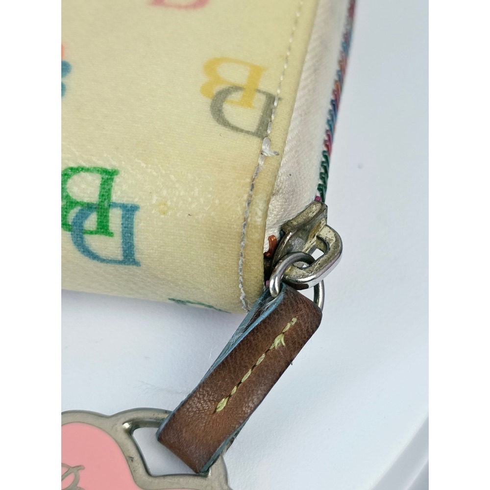 Dooney & Bourke Rainbow Monogram Zip Around Wallet Cream Heart Charm Y2K - Picture 8 of 15